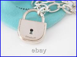 Auth Tiffany & Co Silver NEW RARE Arc Lock Charm Clasping End Bracelet 7.5