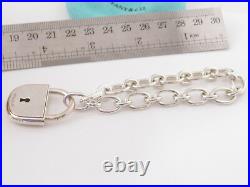 Auth Tiffany & Co Silver NEW RARE Arc Lock Charm Clasping End Bracelet 7.5