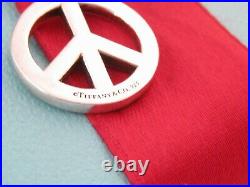Auth Tiffany & Co Sterling Silver Peace Circle Charm 7.5 Bracelet