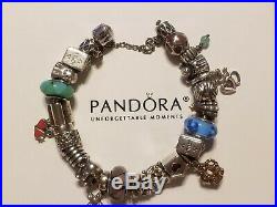 Authentic ALL Pandora Bracelet Engagement 23 Charms 14k Gold Dangle 925 ALE Bead