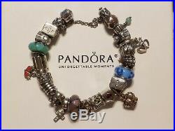 Authentic ALL Pandora Bracelet Engagement 23 Charms 14k Gold Dangle 925 ALE Bead