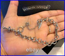 Authentic Chrome Hearts Ring Baby Fat Cross Charms 7 Bracelet Smoke Sterling