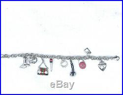 Authentic GUCCI Logos Charm Bracelet Bangle Silver 925 Accessory GG Fashion