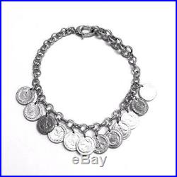 Authentic Gucci Silver Coin Charm Bracelet Total L19cm Shipping Free
