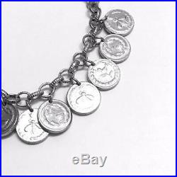 Authentic Gucci Silver Coin Charm Bracelet Total L19cm Shipping Free
