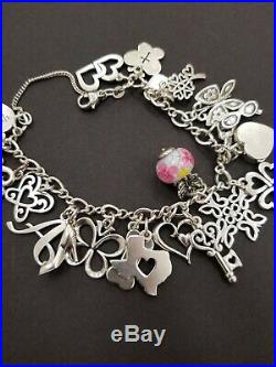Authentic James Avery Sterling Silver Charm Bracelet with 22 Charms-Some retired