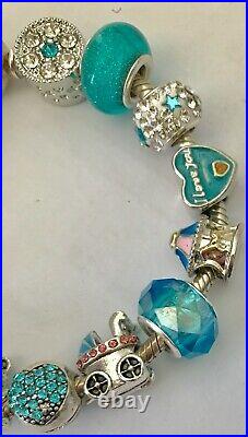 Authentic PANDORA BRACELET It's A Boy! Blue European Charms Beads & Box