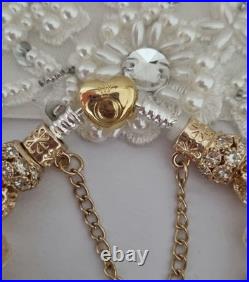Authentic PANDORA Bracelet Gold Heart Clasp+ Gold Charms 19 cms +PANDORA BOX