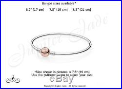 Authentic Pandora BANGLE Bracelet Rose Gold Clasp CZ European Charms Almond Puce