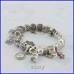 Authentic Pandora Bracelet Full Set Of Charms 7 Inch Wrist