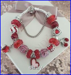 Authentic Pandora Bracelet Rose Clasp with Charms Shown 19 cms+ Pandora Box Authentic Pandora Bracelet Rose Clasp with Charms Shown 19 cms+ Pandora Box