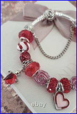 Authentic Pandora Bracelet Rose Clasp with Charms Shown 19 cms+ Pandora Box Authentic Pandora Bracelet Rose Clasp with Charms Shown 19 cms+ Pandora Box