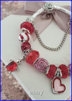 Authentic Pandora Bracelet Rose Clasp with Charms Shown 19 cms+ Pandora Box Authentic Pandora Bracelet Rose Clasp with Charms Shown 19 cms+ Pandora Box