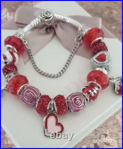 Authentic Pandora Bracelet Rose Clasp with Charms Shown 19 cms+ Pandora Box Authentic Pandora Bracelet Rose Clasp with Charms Shown 19 cms+ Pandora Box