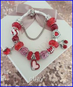 Authentic Pandora Bracelet Rose Clasp with Charms Shown 19 cms+ Pandora Box Authentic Pandora Bracelet Rose Clasp with Charms Shown 19 cms+ Pandora Box
