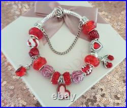 Authentic Pandora Bracelet Rose Clasp with Charms Shown 19 cms+ Pandora Box Authentic Pandora Bracelet Rose Clasp with Charms Shown 19 cms+ Pandora Box