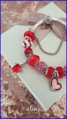Authentic Pandora Bracelet Rose Clasp with Charms Shown 19 cms+ Pandora Box Authentic Pandora Bracelet Rose Clasp with Charms Shown 19 cms+ Pandora Box