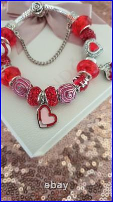 Authentic Pandora Bracelet Rose Clasp with Charms Shown 19 cms+ Pandora Box Authentic Pandora Bracelet Rose Clasp with Charms Shown 19 cms+ Pandora Box