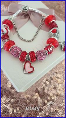 Authentic Pandora Bracelet Rose Clasp with Charms Shown 19 cms+ Pandora Box Authentic Pandora Bracelet Rose Clasp with Charms Shown 19 cms+ Pandora Box