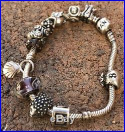 Authentic Pandora Bracelet Sterling Silver 925 ALE With 12 Charms