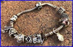 Authentic Pandora Bracelet Sterling Silver 925 ALE With 12 Charms