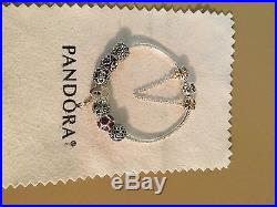 Authentic Pandora Bracelet With Mixed Metals CharmsSafety Chain