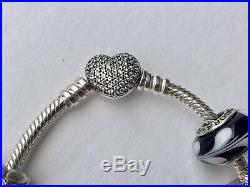 Authentic Pandora Bracelet with 12 ALE Sterling Silver Charms 7.25