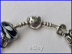 Authentic Pandora Bracelet with 12 ALE Sterling Silver Charms 7.25