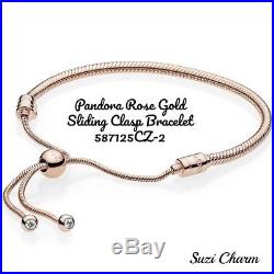 Authentic Pandora Charm Bracelet Sliding Clasp Bracelet Rose Gold 587125CZ-2 NIB