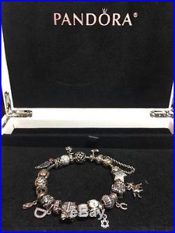 Authentic Pandora Charm Bracelet with 22 Pandora Charms Sterling Silver 925 ALE