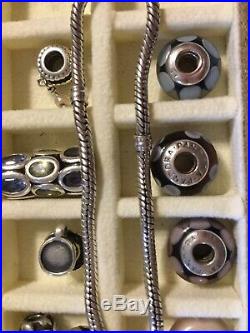 Authentic Pandora FULL Barrel Bracelet Charms 23 Beads Clips Pave Dangle 925 ALE