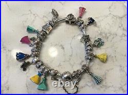 Authentic Pandora Heart Bracelet DISNEY 24 Charms Pave Princesses 925 ALE Beads