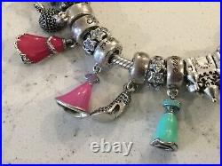 Authentic Pandora Heart Bracelet DISNEY 24 Charms Pave Princesses 925 ALE Beads