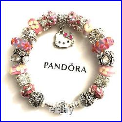 Authentic Pandora ICONIC Sterling Silver European Charm Bracelet B8HELLO KITTY
