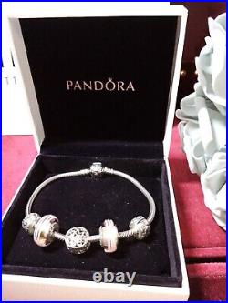 Authentic Pandora Moments Charm Bracelet 20cm Boxed x3 Charms x2 Clips Box