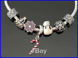 Authentic Pandora SSilver Iconic Bracelet WithChristmas Themed Pandora Charms Box