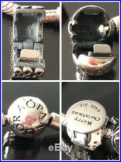 Authentic Pandora SSilver Smooth Bracelet WithChristmas Themed Pandora Charms Box
