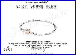 Authentic Pandora Silver Bracelet 14k Rose Gold Clasp Euro Charms Cubic Zirconia