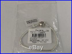 Authentic Pandora Silver Charm Snake Chain Bracelet with HEART CLASP 590719