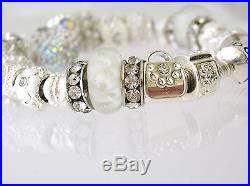 Authentic Pandora Sterling Silver Bracelet Wife Mom White LOVE European Charms