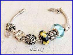 Authentic Pandora Sterling silver bracelet 7 Retired 925 ALE Charms Rare Lot