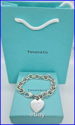 Authentic Pre-Owned Tiffany & Co Sterling Silver Blank Heart Tag Charm Bracelet