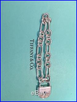 Authentic Rare Tiffany & Co Silver Arc Lock Oval & Circle Link Charm Bracelet