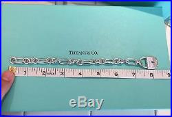 Authentic Rare Tiffany & Co Silver Arc Lock Oval & Circle Link Charm Bracelet