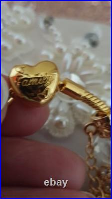 Authentic Silver Pandora Bracelet Gold Heart & Gold Charms + gift Box. 20 cms Authentic Silver Pandora Bracelet Gold Heart & Gold Charms + gift Box. 20 cms