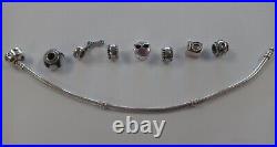 Authentic Sterling Silver Pandora Bracelet Loaded with 7 Charms