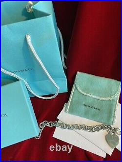 Authentic TIFFANY & CO Sterling Silver HEART CHARM BRACELET Box Bag Papers Gift
