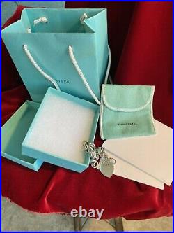 Authentic TIFFANY & CO Sterling Silver HEART CHARM BRACELET Box Bag Papers Gift