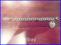 Authentic TIFFANY & Co Sterling Silver 925 HEART Tag Charm Chain Link Bracelet