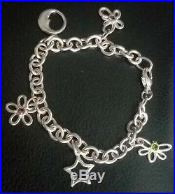 Authentic Tiffany & Co. 2003 Silver Charm Bracelet Flower Butterfly Moon Star